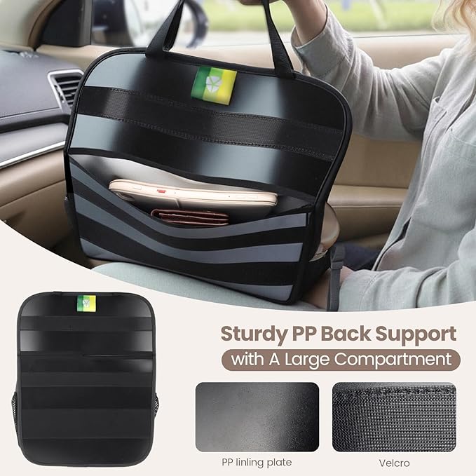 Hanging Car Trunk Organizer and Storage, Premium Faux Leather Large Capacity Storage Accessories, Backseat Car Organizer for SUV/MPV/Truck (1, Black)