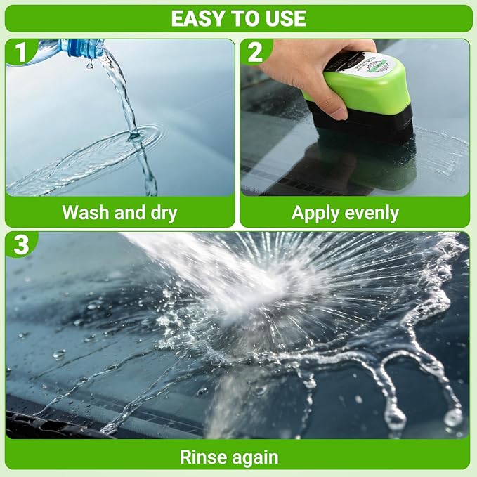 Clear Vision Glass Cleaner -Oil Free Car Glass Brushes, Upgrade 2.0 Cleaner, Automotive Oil Film Cleaning Brush for Car Windows, Clearvision Cars Windshield Cleaner Tool (1Set)