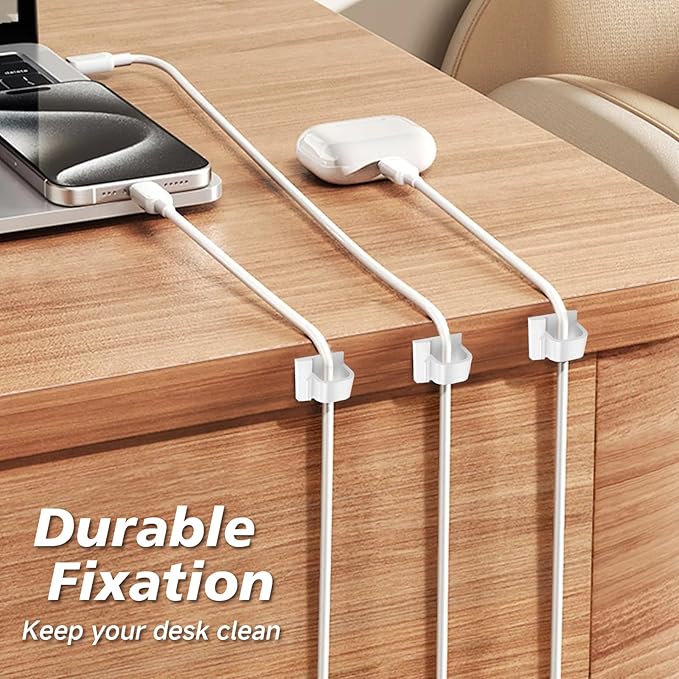 3/4 in Adhesive Cable Clips, 120pcs Outdoor Light Clips, Cord Clips, Sturdy Wire Clips, Finisher Wire Clamp for Home, Car, Office Wire Management Clips (White, 3/4"-120PCS)