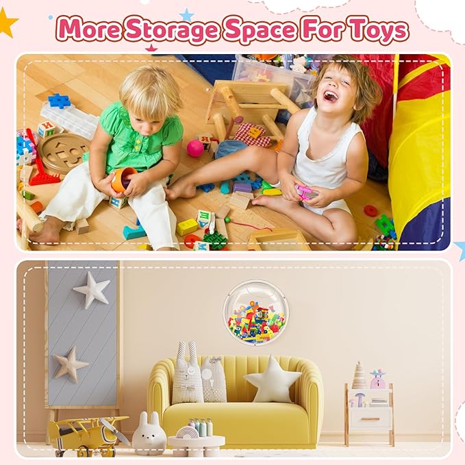 Acrylic Toy Dispenser for Wall, Acrylic Wall Organizer Toy Storage Display with Back Panel Hanging Clear Holder for Blocks, Snacks, Cars