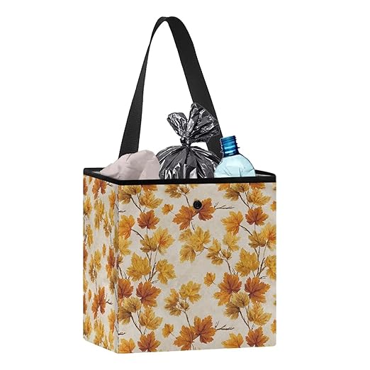 Fall Autumn Maple Leaf Print Car Trash Bag Hanging, Garbage Bag and Water Resistant Trash Can for Car, Leakproof Trash Can for SUV Truck Car Accessories
