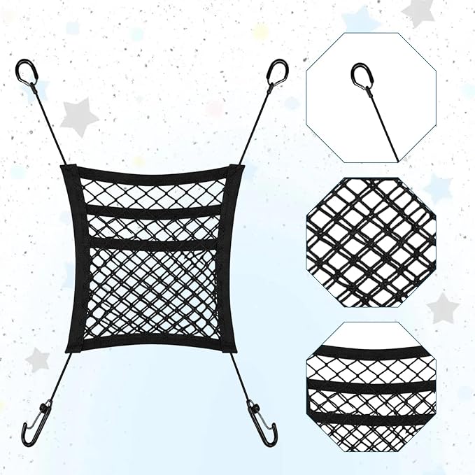 Dog Car Barrier, 3-Layer 4-Side Mesh Pet Divider Dog Barrier for Car, Dog Barrier for SUV Universal Fit Stretchable Easy Install Car Organizer