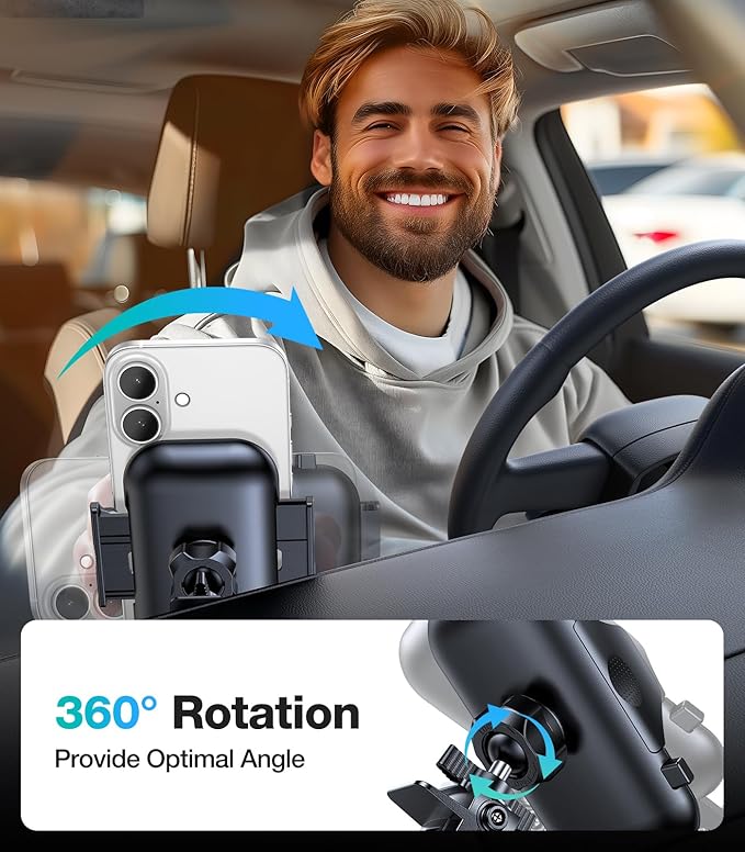 VICSEED Upgrade Ultra Stable Car Phone Holder Mount【Double Lock Metal Clip】 Universal Air Vent Phone Mount,Mobile Cell Phone Holder for Your Car,for iPhone 17 Pro Max 16 and All Phone