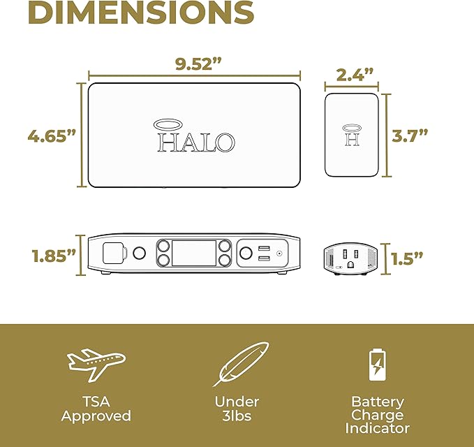 HALO Bolt Air+ AC 55500 Portable Car Battery Jump Starter | 100 PSI Air Compressor, 55.5Wh USB Power Bank with AC Outlet, Emergency Floodlight & Charger, Jump Cars SUVs & Trucks, Inflate Tires — Black