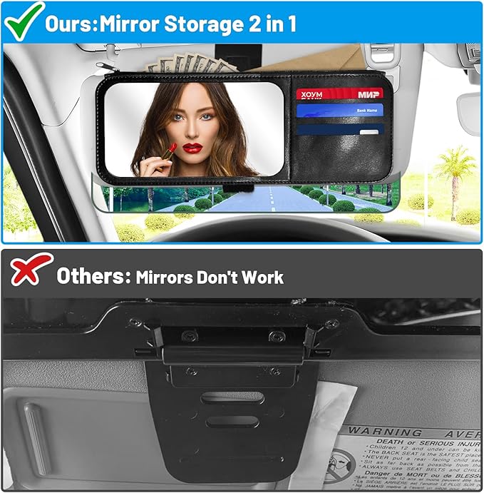 Sun Visor Extender for Cars,3 in 1 Adjustable Polarized Sun Visor Extender,Visor Organizer and Mirror for Car. Polarized Car Sun Visor,Safe Driving Extension for Glare/UV,Clip on, Universal(L)