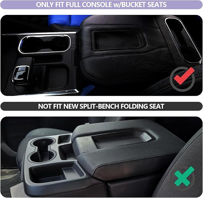 LUWU Center Console Organizer Compatible with 2022-2024 2025 2026 Chevy Silverado/GMC Sierra 1500 & 2024 2025 2026 Chevrolet Silverado/Sierra 2500HD 3500HD Black (ONLY for Full Console w/Bucket Seat)