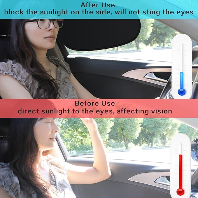 Car Window Shades, Electrostatic Adsorption Car Window Covers, Complete Blackout, UV Blocking, Suitable for Daily Travel, Family, Camping, Black
