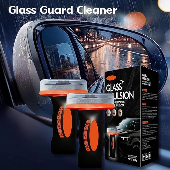 Glass Guard, Car Oil Film Cleaner, Powerful Glass Emulsion Oil Film Remover, Auto Window Rain Cleaner, Window and Windshield Cleaning Tool for Car Windows Home, Improve Clarity for Driving (1pcs)