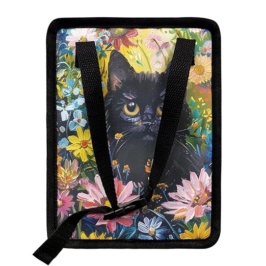 Talayituse Cat Daisy Print Car Trash Can Accessories Organizer Garbage Bag Dustbin Container with Lid Waste Basket Storage Pocket Hanging Large Size Vehicle Trash Bin