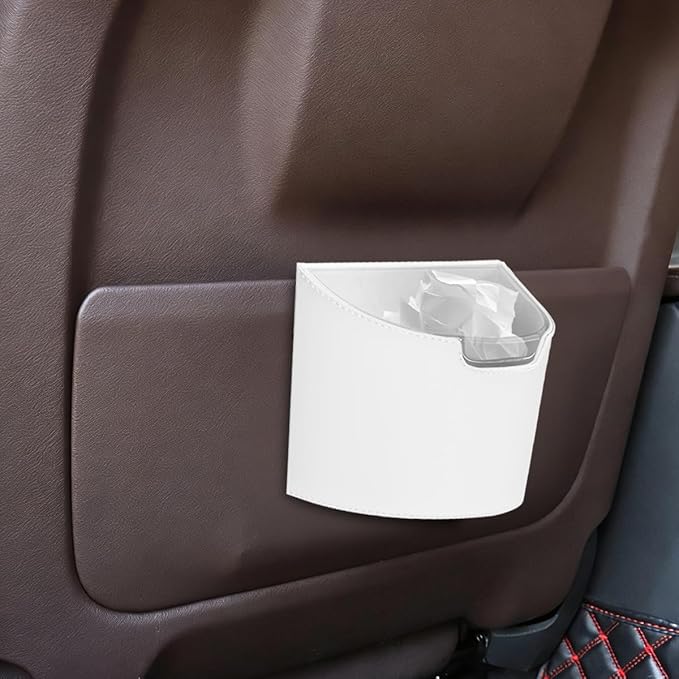 Car Trash Can, Multipurpose Leakproof Hanging Vehicle Garbage Can with Removable Liner, Waterproof Automotive Interior Dustbin Garbage Container, Universal for SUV Van Truck (White)
