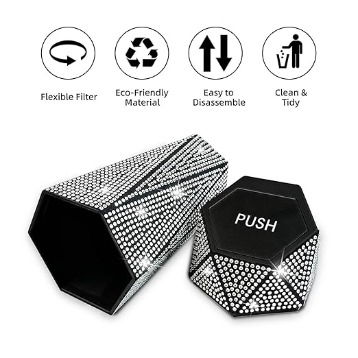 NBTEPEM 2 PCS Bling Car Trash Can with Lid, Bling Car Accessories Trash Bin, Leakproof Auto Garbage Can with 60 Trash Bags, Multipurpose Organizers and Storage for Home, Office (Silver Diamond)
