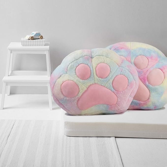 cuebear Stuffed Animal Storage Bean Bag Chair Cover for Kids Tie Dye Cat's Paw Bean Bag Cushion for Girls Large Size Toy Organizer Cover Only Without Filling