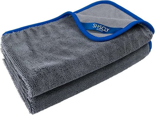 SHSCLY Microfiber Car Drying Towel Super Absorbent Twist Pile Car Towels Rapid Drying Large Cleaning Lint-Free Detailing Cloth Gray 20 x 24 Inches Pack of 2