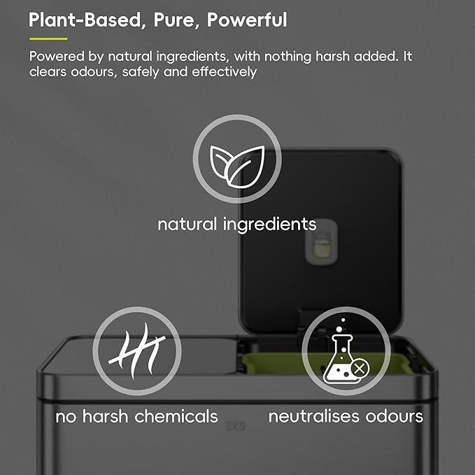 EKO Refresh Deodorizer Pod Refills, 4-Pack, Plant-Based Trash Can Deodorizer & Garbage Odor Eliminator, Long-Lasting 45 Days Air Freshener Pods for Bathroom, Closet, Storage, Compost Trash Can