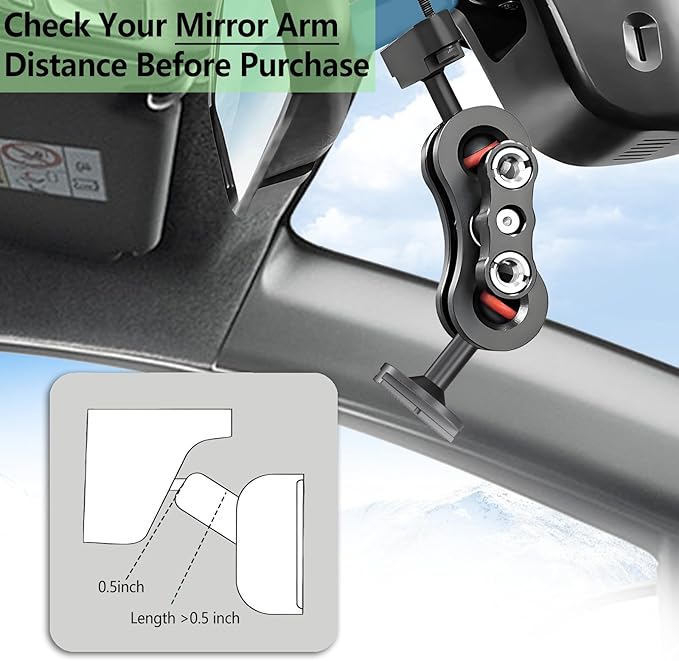 Dash Cam Mount, Aluminum Rearview Mirror Bracket Installation Kit, for Rove R2-4K, R2-4K PRO and R2-4K Dual Car Dash Cams