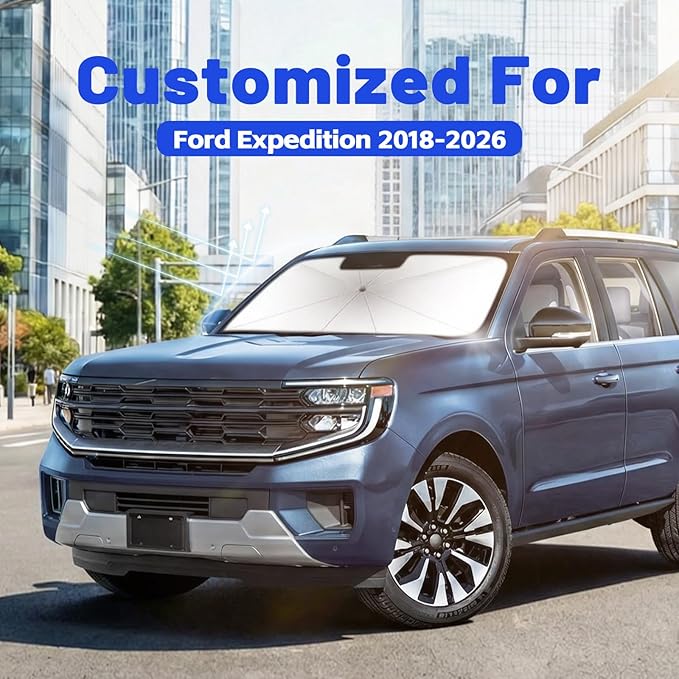 Car Windshield Sun Shade for Ford Expedition 2018-2026 –[Reflective Coated Fabric] Sunshade Umbrella for Front Window, Car Shades Sun Visor Keep Car Cool and Protects Interior, 1:1 Exact Fit