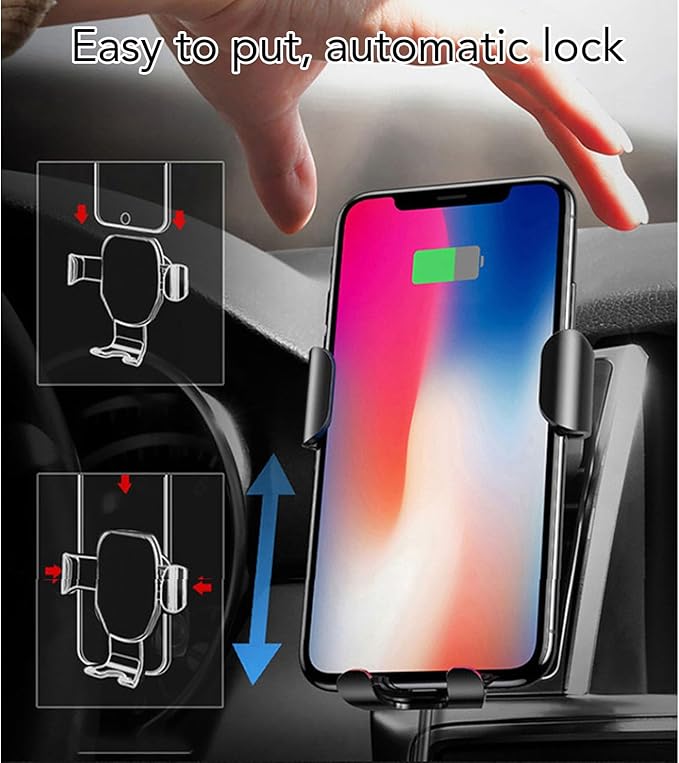 15W Wireless Car Charger Mount, 360 Degree Rotating Phone Holder with Intelligent Protecting Fast Charging Automatic Clamping Safety Fixations Car Wireless Charger