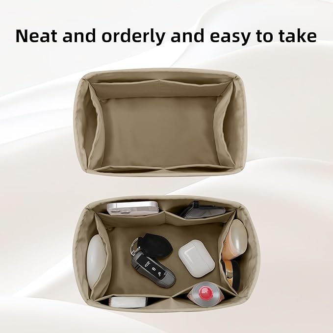 DGAZ Silk Purse Organizer Insert Fits LV Speedy 16/20/25/30/35/45 bags，Silky Smooth Bag Organizer，Luxury Handbag & Tote Shaper（Etoupe grey，SP45）