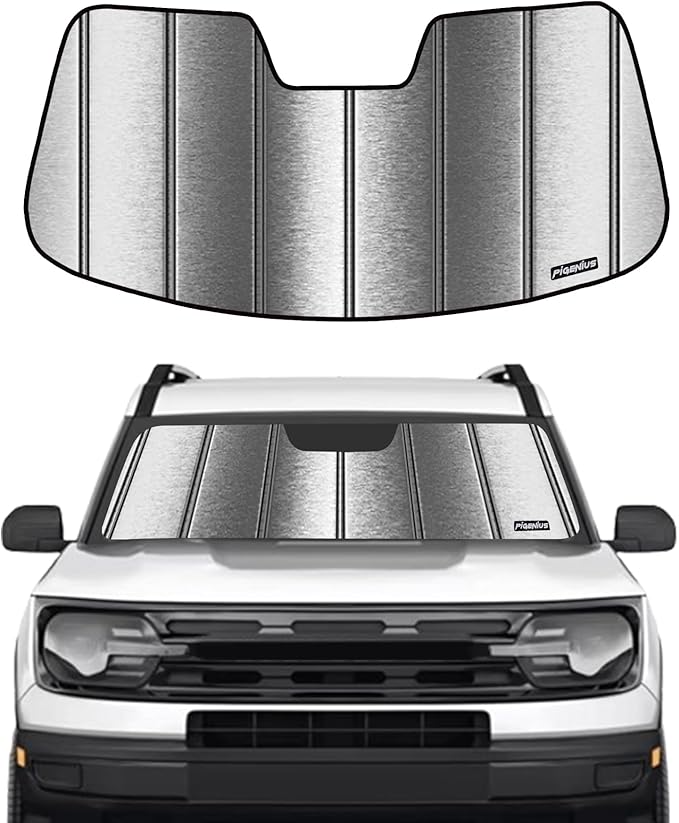 Pigenius Windshield Sunshade for Ford Bronco Sport 2021-2026 Front Window Shade - Metallic