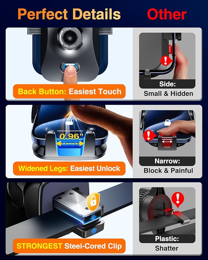 VANMASS【85+LBS Strongest Suction & Military-Grade 2026 Ultimate Car Phone Mount【Patent & Safety Certs】 Cell Phone Holder Truck for Dash Windshield Vent for iPhone 17 Pro Max Automobile Accessory Kits