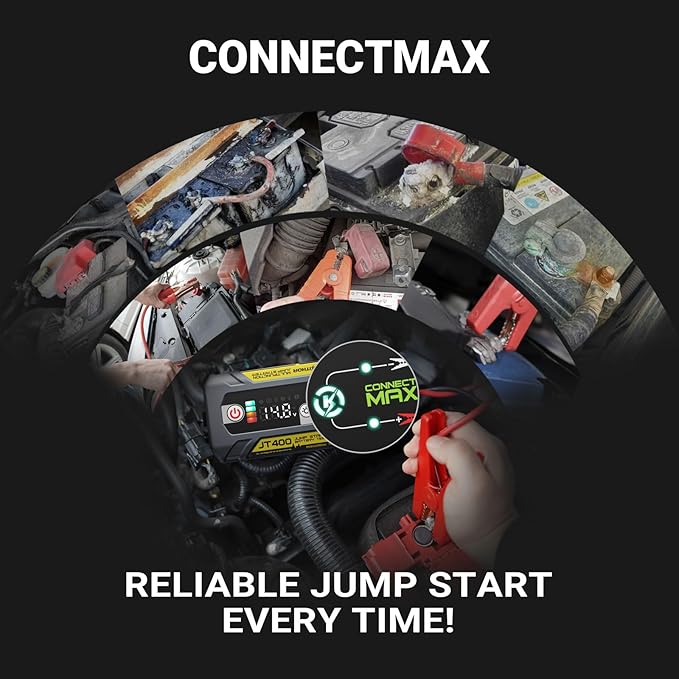 LOKITHOR JT400 12V Jump Starter and Battery Tester 2-in-1, 2500A Battery Jumper Starter Portable for Up to 8.5L Gas & 6.5L Diesel Engines, 100-2000 CCA Load Capacity Automotive Load Tester (Yellow)