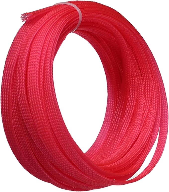 Aicosineg Cable Sleeve Braided Sleeving PET Wire Loom Tubing Cable 32.81ft-1/3inches Wrap Protector for HiFi Audio and Video Headphone Cable Protect Wires from Chewing of Pets Pink