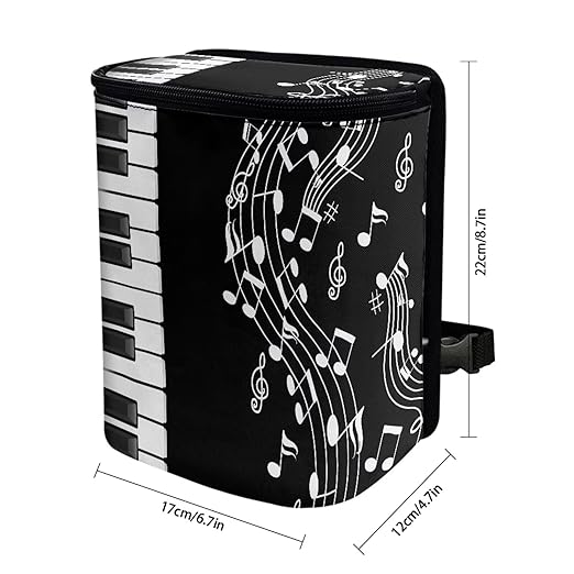 Talayituse Music Note Piano Key Print Car Trash Can with Lid, Leak Proof Auto Trash Bag Hanging Vehicle Garbage Can Multipurpose Storage Container for Back Seat Road Trip