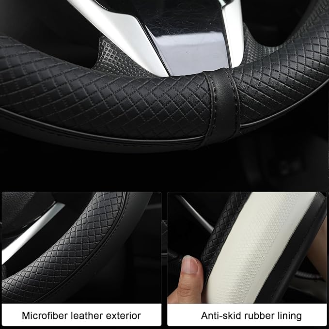 West Llama Customized Auto Car Steering Wheel Cover for Dodge RAM 1500 2500 3500, 15.5-16 inch (Black-Large Size)