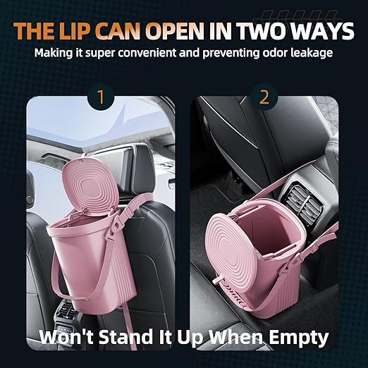 2 Gallon Silicon Car Trash Can with Lid - 100% Leak-Proof Trash Bin, Waterproof Garbage Can, Gifts for Men and Women