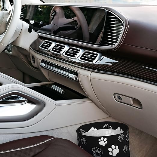 Car Trash Bag Paw Print Hanging Back of Seat Car Portable Trash Bag Paw Print Waterproof One-Handed Portable Strap Drawstring Garbage Bags 2 Pieces Car Coasters