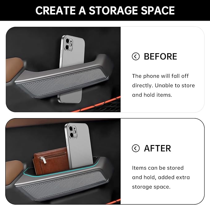 2PCS Front Door Handle Storage Box for Ford Bronco 2021 2022 2023 2024 2025 Accessories Phone Holder Door Grab Pocket Storage Organizer ABS Plastic, Black Mat, Not for Sport