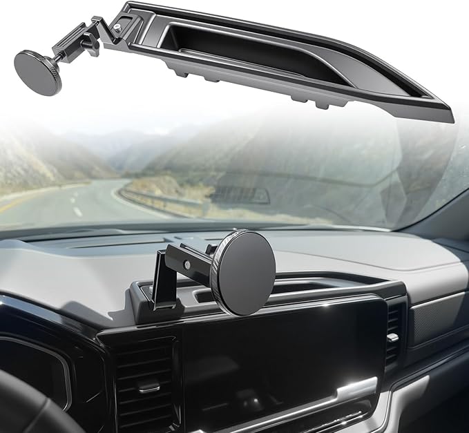 13.4”Screen Dashboard Phone Holder Compatible with 2022-2026 Chevy Silverado&GMC Sierra Center Console Organizer Dash Phone Mount Dash Tray for Silverado Accessories(Silverao/Sierra 22-26)