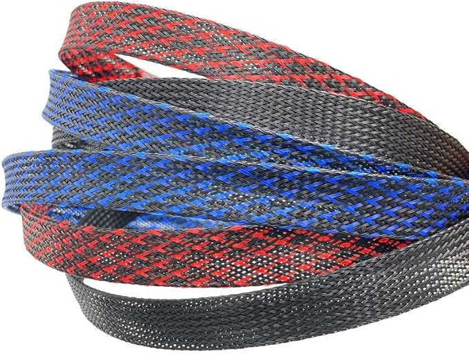 25Ft-1.5inch PET Expandable Braided Wire Sleeving,Wire Loom Cable Sleeve for TV,Computer,Home Theater,Automotive,Home Industrial,Electrical Wires,Chemical,Protect Cat from Chewing Cords,Black