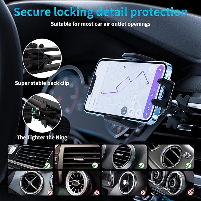 Wireless Car Charger, 15W Qi Fast Wireless Charging Phone Mount, Auto Clamping Air Vent Car Phone Holder for iPhone 14/13/12/11/X, Samsung Galaxy S22/S20/S10/S9/Note20/10/9, etc