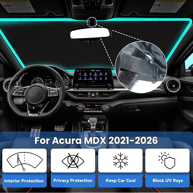 Windshield Sun Shade for Acura MDX 2021-2026, Car Front Window Sunshade with 240T Sun Visor Protector Blocks UV Rays Heat Sun Shield Accessories