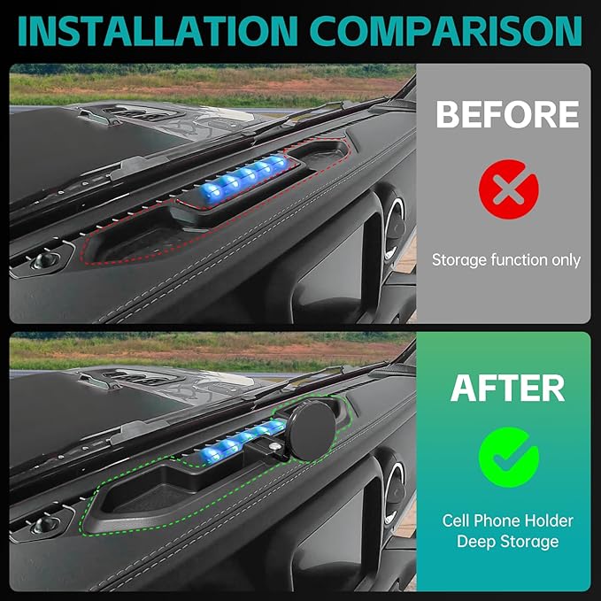 Magnetic Dash Phone Mount for 2021-2023 Jeep Wrangler JL 4xe Accessories Multi-Mount Phone Holder Dashboard Storage Tray with Extra Clip Bracket, Not for Gladiator/Wrangler 4X4