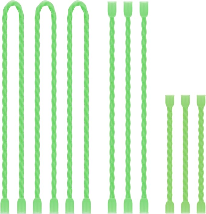 TRIPLE DEER 9Pcs 3-12 Inch Silicone Cable Ties Colorful Reusable Steel-Core Silicone Twist Gear Tie Straps for Bundling and Organizing, Bendable Holder Strap for Indoor and Out All Purpose, BGN
