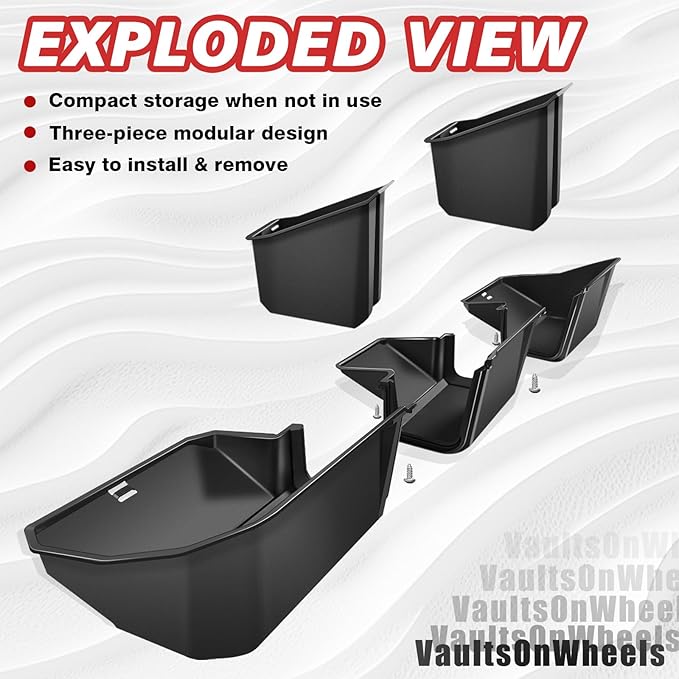 VaultsOnWheels Under Seat Storage Box Fit for 2026 2025 2024 Tesla Cybertruck Accessories, Console Organizer Truck Tool Box Custom Fit Detachable Underseat Organizer