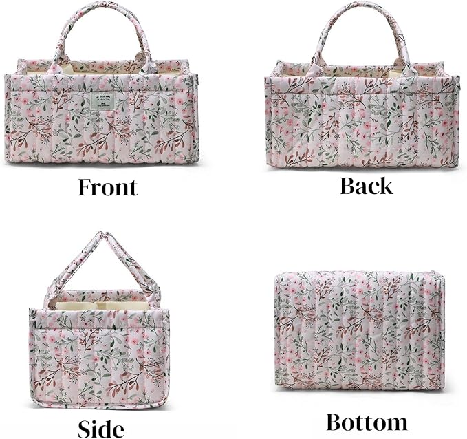 Diaper Caddy Organizer,Cute Floral Nursery Storage Basket,Soft Portable Changing Table Car Caddy Organizer Gift