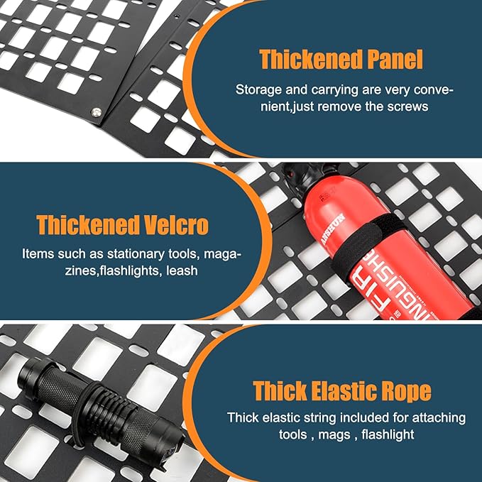 Rigid Molle Panels For Vehicles Truck Mount Rack Panel Tactical Seat Back Organizer Adjustable Versatile Panel (Molle Panels)