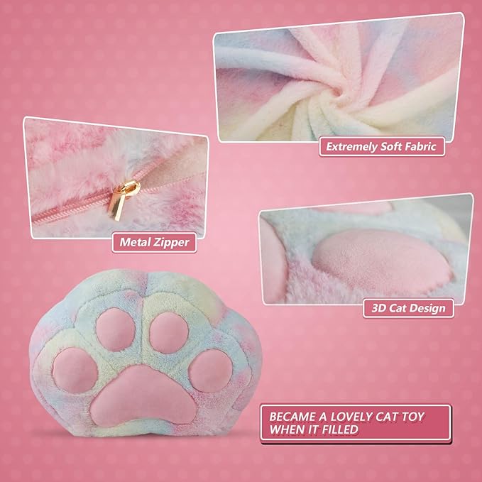 cuebear Stuffed Animal Storage Bean Bag Chair Cover for Kids Tie Dye Cat's Paw Bean Bag Cushion for Girls Large Size Toy Organizer Cover Only Without Filling