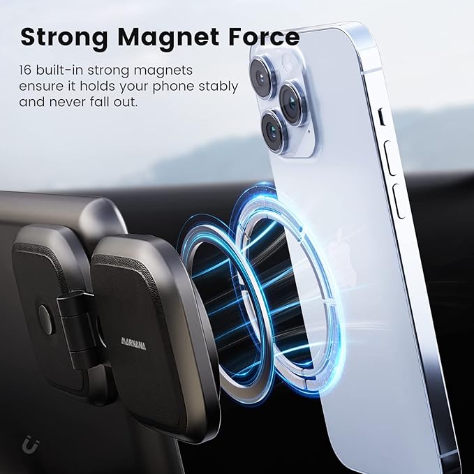 Phone Mount for Tesla Model 3 Model Y, Strong Magnetic Designed for MagSafe Car Mount Phone Holder for Tesla Screen Monitor, Invisible Foldaway Tesla Accessories for iPhone 12/13/14/15 Series