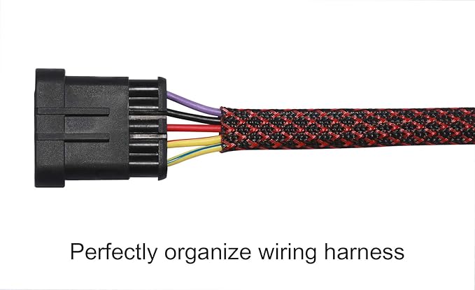 100ft - 1 inch PET Expandable Braided Sleeving – BlackRed – Alex Tech Braided Cable Sleeve