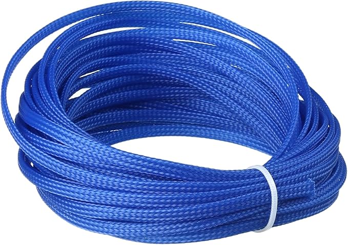 Aicosineg 32.81ft PET Flexible Braided Cable Sleeve 0.16inch Width Wire Loom Sleeving and Organizer Flexible Wire Mesh Sleeve Wrap Protector for TV Audio PC Cords from Pets Chewing Blue