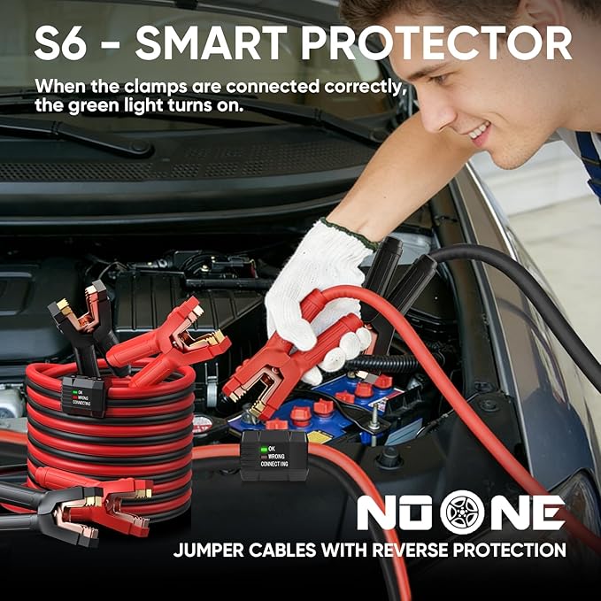 Noone Heavy Duty Jumper Cables, 0 Gauge 25Feet 1000Amp Automotive Booster Cables with Reverse Polarity Protection for Car, SUV and Truck, Jumper Cables Kit with Carry Bag, Gloves, Brushes and Goggles
