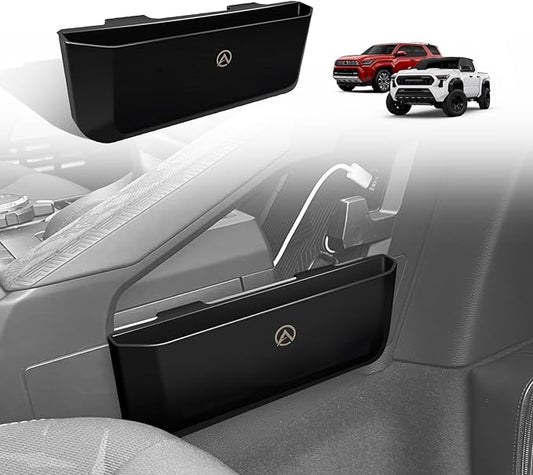 Muslogy Center Console Organizer Compatible with 2024 2025 2026 Toyota Tacoma & 2025+ 4Runner Accessories Middle Console Hanging Storage Box Passenger Side Phone Pocket with Anti-Slip Mat (A Style)