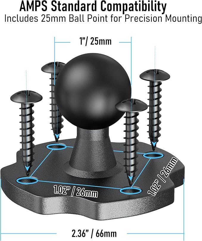 Keuvirya Heavy Duty Tablet Mount for Truck & Vehicle, Drill Base Tablet Holder for Truck with Aluminum Arm, Compatible with 4.7"-12.9" Tablets/iPad/Phones, iPad Truck Mount for Dashboard, Walls, Boat