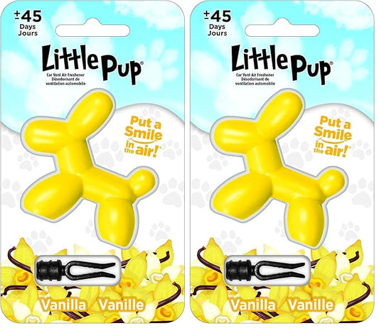Little Pup 96602 Vanilla Scent, Car Air Freshener, Clips to A/C Air Vent, Alcohol-Free Fragrance Oil, Non-Hazardous and Non-Toxic Plastic, Set of 1 (Pack of 2)