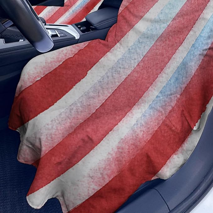 2 Pack Car Towel Seat Covers with Storage Bag, Multifunctional Towel for Gym Outdoor Sport, Picnic, Beach, Pet Dog Travel,Non-Slip Washable Car Seat Protector (Flag Stripes)