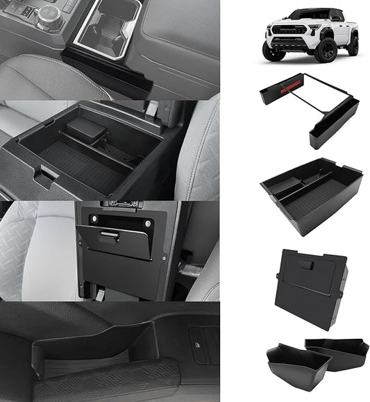 Muslogy Center Console Organizer Compatible with 2024 2025 2026 Toyota Tacoma Accessories Interior Storage Box Insert Tray Phone Pocket(Console Organizer+Hanging Storage Hidden Box+Door Inserts Box)